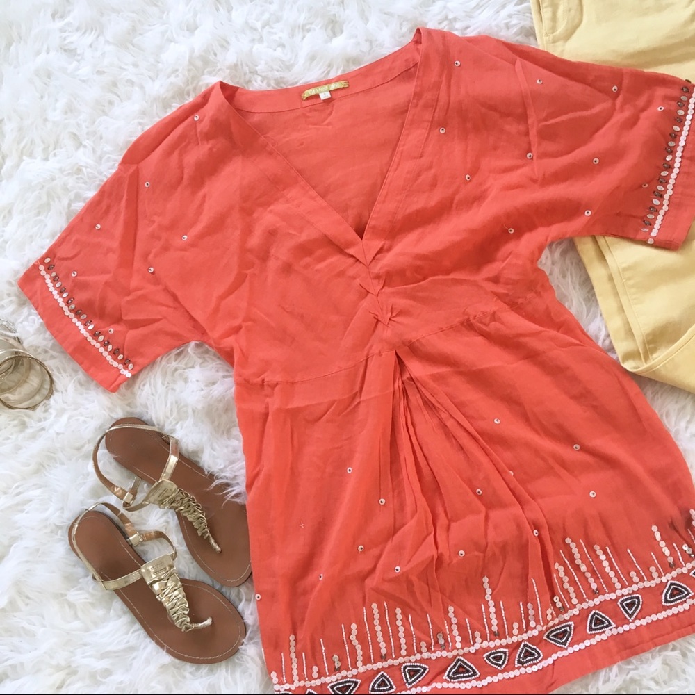 Gianni Bini Coral Embellished Tunic
